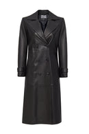Beyonce Women's Black Leather Coat | Derimod Beyonce Women's Black Leather Coat | Derimod