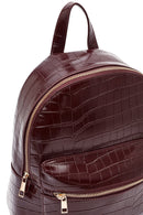 Women's Claret Red Patterned Backpack | Derimod Women's Claret Red Patterned Backpack | Derimod
