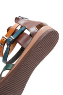 Women's Multicolored Flip-Flop Leather Bodrum Sandals | Derimod Women's Multicolored Flip-Flop Leather Bodrum Sandals | Derimod