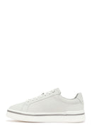 Men's White Lace-Up Leather Sneakers | Derimod Men's White Lace-Up Leather Sneakers | Derimod