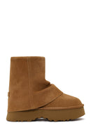 Woman Camel Thick-Soled Suede Teddy Boots | Derimod Woman Camel Thick-Soled Suede Teddy Boots | Derimod