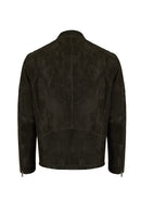 Lorenzo Male Gray Stand Collar Suede Leather Jacket | Derimod Lorenzo Male Gray Stand Collar Suede Leather Jacket | Derimod