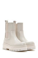 Women's Beige Leather Thick Soled Chelsea Boots | Derimod Women's Beige Leather Thick Soled Chelsea Boots | Derimod