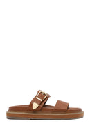 Women's Tan Buckled Slippers | Derimod Women's Tan Buckled Slippers | Derimod