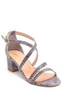 Women's Leather Snakeskin Detailed Heeled Sandals | Derimod Women's Leather Snakeskin Detailed Heeled Sandals | Derimod
