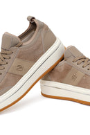 Male Beige Lace-Up Thick-Soled Leather Sneaker | Derimod Male Beige Lace-Up Thick-Soled Leather Sneaker | Derimod