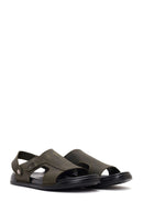 Male Khaki Nubuck Leather Sandals | Derimod Male Khaki Nubuck Leather Sandals | Derimod