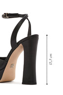 Women's Black Ankle Buckle Platform High Thick Heel Leather Sandals | Derimod Women's Black Ankle Buckle Platform High Thick Heel Leather Sandals | Derimod