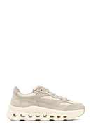 Women's Beige Lace-Up Thick-Soled Leather Sneaker | Derimod Women's Beige Lace-Up Thick-Soled Leather Sneaker | Derimod