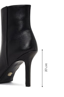 Women's Black Zippered High Thin Heel Leather Boot | Derimod Women's Black Zippered High Thin Heel Leather Boot | Derimod