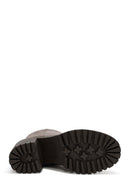 Woman Mink Suede Zippered Heels Leather Boat | Derimod Woman Mink Suede Zippered Heels Leather Boat | Derimod