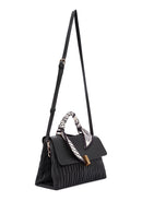 Kadın Siyah Uzun Askılı Aksesuar Detaylı Kol Çantası | Derimod Kadın Siyah Uzun Askılı Aksesuar Detaylı Kol Çantası | Derimod