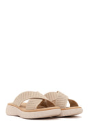 Women's Beige Thick-Soled Fabric Comfort Slippers | Derimod Women's Beige Thick-Soled Fabric Comfort Slippers | Derimod