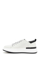 Men's White Thick Sole Lace Up Leather Sneaker | Derimod Men's White Thick Sole Lace Up Leather Sneaker | Derimod