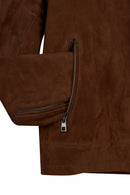 Howard Male Brown Slim-Fit Suede Leather Jacket | Derimod Howard Male Brown Slim-Fit Suede Leather Jacket | Derimod