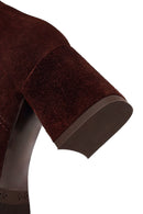 Woman Brown Zip Closure Chunky Heeled Suede Boots | Derimod Woman Brown Zip Closure Chunky Heeled Suede Boots | Derimod