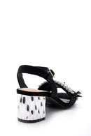 Women's Embroidered Detailed Heeled Sandals | Derimod Women's Embroidered Detailed Heeled Sandals | Derimod