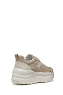 Geox Women's Beige D Xtors D - Mesh + Geobuck Lace-Up Chunky Sole Sneakers | Derimod Geox Women's Beige D Xtors D - Mesh + Geobuck Lace-Up Chunky Sole Sneakers | Derimod