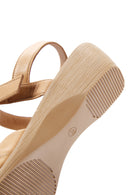 Kadın Taba Deri Dolgu Topuk Comfort Sandalet | Derimod