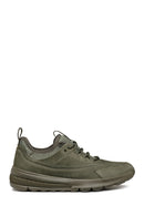 Geox Men's Khaki Spherica Lace-Up Leather Sneakers | Derimod Geox Men's Khaki Spherica Lace-Up Leather Sneakers | Derimod