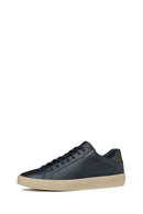Geox Men's Navy Blue Affile Lace-Up Leather Sneaker | Derimod Geox Men's Navy Blue Affile Lace-Up Leather Sneaker | Derimod
