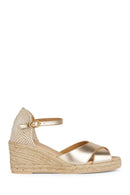 Geox Women's Gold Gelsa Ankle Strap Wedge Heel Espadrille | Derimod Geox Women's Gold Gelsa Ankle Strap Wedge Heel Espadrille | Derimod