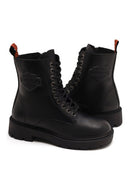 Harley Davidson Woman Black Cree Zip Closure Leather Combat Boots | Derimod Harley Davidson Woman Black Cree Zip Closure Leather Combat Boots | Derimod