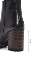Women's Black Zippered Thick Heeled Leather Boots | Derimod Women's Black Zippered Thick Heeled Leather Boots | Derimod
