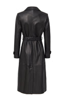 Beyonce Women's Black Leather Coat | Derimod Beyonce Women's Black Leather Coat | Derimod
