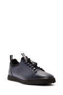 Erkek Lacivert Bağcıklı Deri Sneaker | Derimod Erkek Lacivert Bağcıklı Deri Sneaker | Derimod