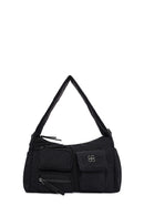 Women Black Long Strap Fabric Shoulder Bag | Derimod Women Black Long Strap Fabric Shoulder Bag | Derimod