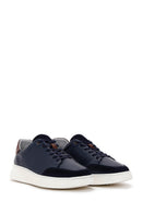 Men's Navy Blue Leather Sneaker | Derimod Men's Navy Blue Leather Sneaker | Derimod