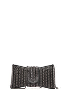 Women's Black Long Strap Stone Mini Evening Box Clutch Bag | Derimod Women's Black Long Strap Stone Mini Evening Box Clutch Bag | Derimod