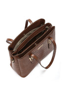 Woman Taba Long-Strap Crocodile-Embossed Shoulder Bag | Derimod Woman Taba Long-Strap Crocodile-Embossed Shoulder Bag | Derimod