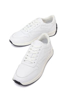 Woman White Lace-Up Leather Sneaker | Derimod Woman White Lace-Up Leather Sneaker | Derimod