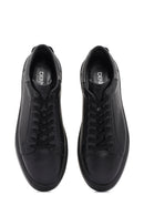 Erkek Siyah Bağcıklı Deri Sneaker | Derimod Erkek Siyah Bağcıklı Deri Sneaker | Derimod