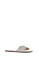 Women's White Stone Slippers | Derimod Women's White Stone Slippers | Derimod