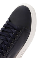 Erkek Lacivert Bağcıklı Kalın Tabanlı Deri Sneaker | Derimod Erkek Lacivert Bağcıklı Kalın Tabanlı Deri Sneaker | Derimod