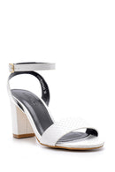 Women's Snakeskin Patterned Heeled Sandals | Derimod Women's Snakeskin Patterned Heeled Sandals | Derimod