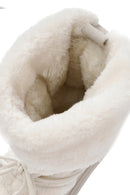 Women's White Fur Detailed Leather Boots | Derimod Women's White Fur Detailed Leather Boots | Derimod