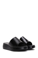 Women's Black Thick Soled Leather Slippers | Derimod Women's Black Thick Soled Leather Slippers | Derimod