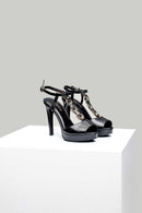 Women's Heeled Leather Sandals with Metal Detail | Derimod Women's Heeled Leather Sandals with Metal Detail | Derimod