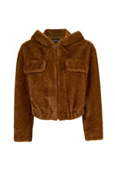 Arosa Kadın Camel Kapüşonlu Oversize Teddy Mont | Derimod Arosa Kadın Camel Kapüşonlu Oversize Teddy Mont | Derimod
