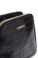 Women's Black Long Strap Crocodile Patterned Crossbody Bag | Derimod Women's Black Long Strap Crocodile Patterned Crossbody Bag | Derimod