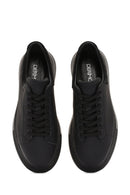 Men's Black Lace-up Thick-Sole Leather Sneaker | Derimod Men's Black Lace-up Thick-Sole Leather Sneaker | Derimod