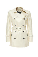 Barbara Women's Beige Double Breasted Collar Regular Leather Trench Coat | Derimod Barbara Women's Beige Double Breasted Collar Regular Leather Trench Coat | Derimod