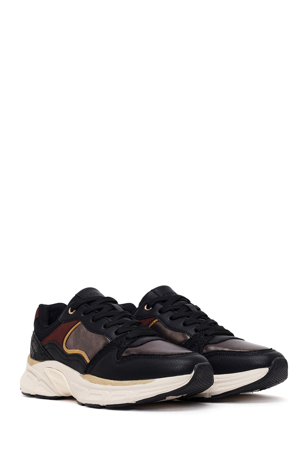 Kadın Siyah Bağcıklı Kalın Tabanlı Sneaker