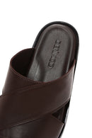 Men's Brown Leather Slippers | Derimod Men's Brown Leather Slippers | Derimod