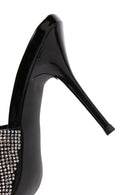 Women's Black Stone Thin Heeled Slippers | Derimod Women's Black Stone Thin Heeled Slippers | Derimod