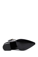 Women's Black Leather Heeled Buckle Boots | Derimod Women's Black Leather Heeled Buckle Boots | Derimod